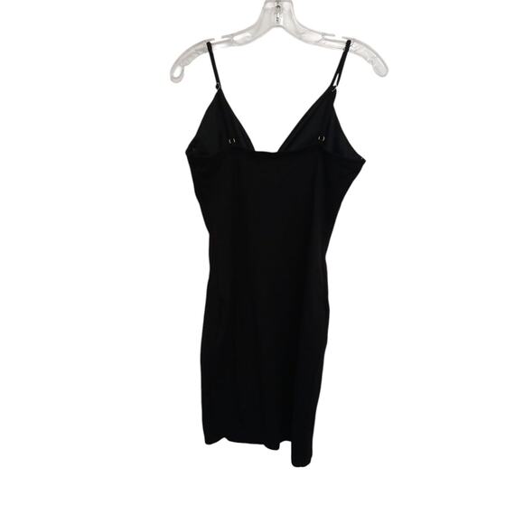 Haute Monde Dress Gold Zip Front Bodycon Size M Black V-Neck Spaghetti Straps - Picture 8 of 16